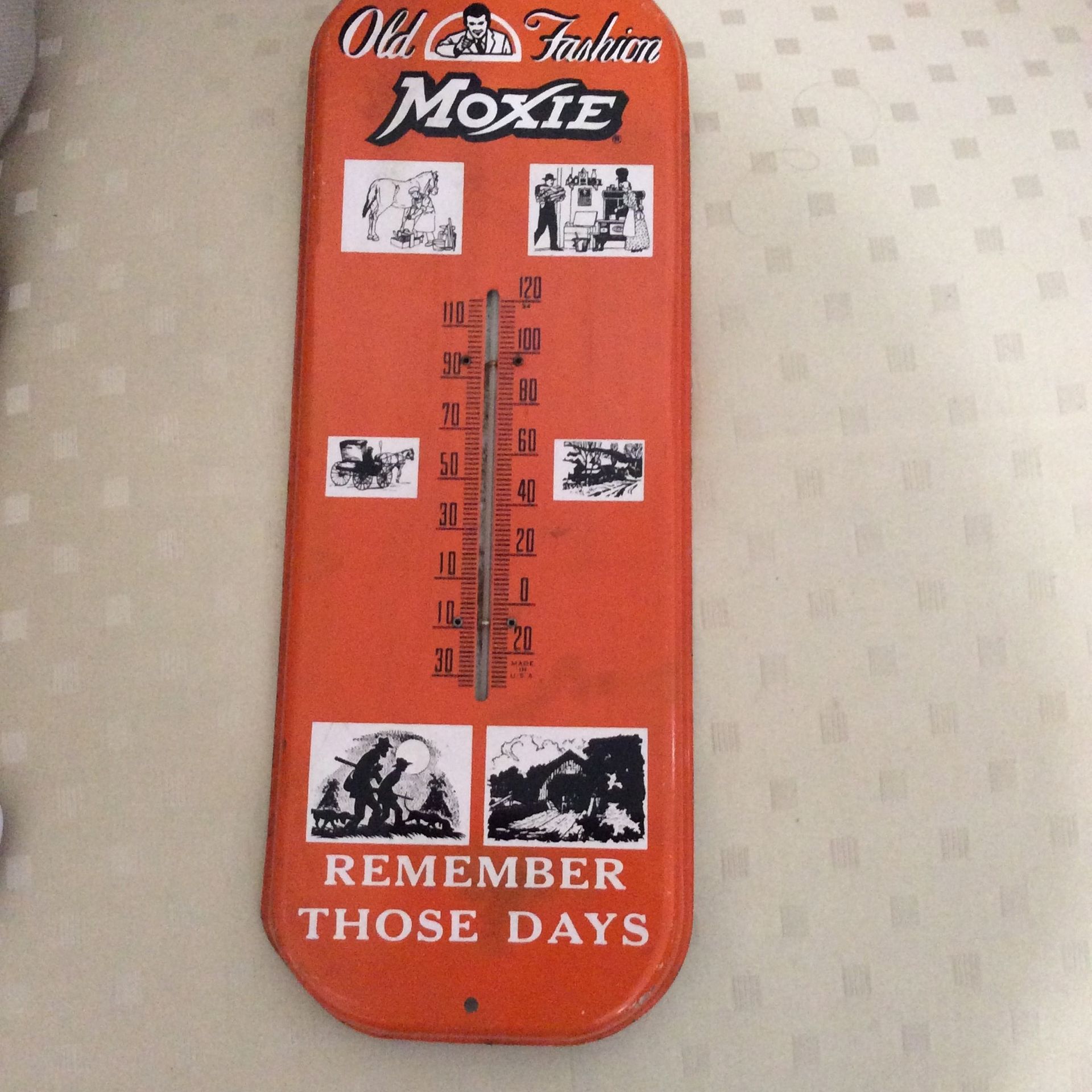 Vintage Moxie Thermometer Advertising Sign . 16 X 6 Inches .