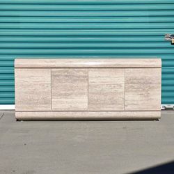Vintage Postmodern Faux Travertine Credenza / Console 70”