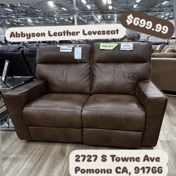 Abbyson Top Grain Leather Loveseat 