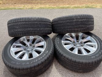 20X10  INCH  GM RIMS WITH  275/55R20’S GOOD YEAR TIRES  6 LUG  FITS CHEVY, DODGE RAM,  TOYOTA,TACOMA  AND TOYOTA TUNDRA  ((PRICE NEGOTIABLE ))  RINES 