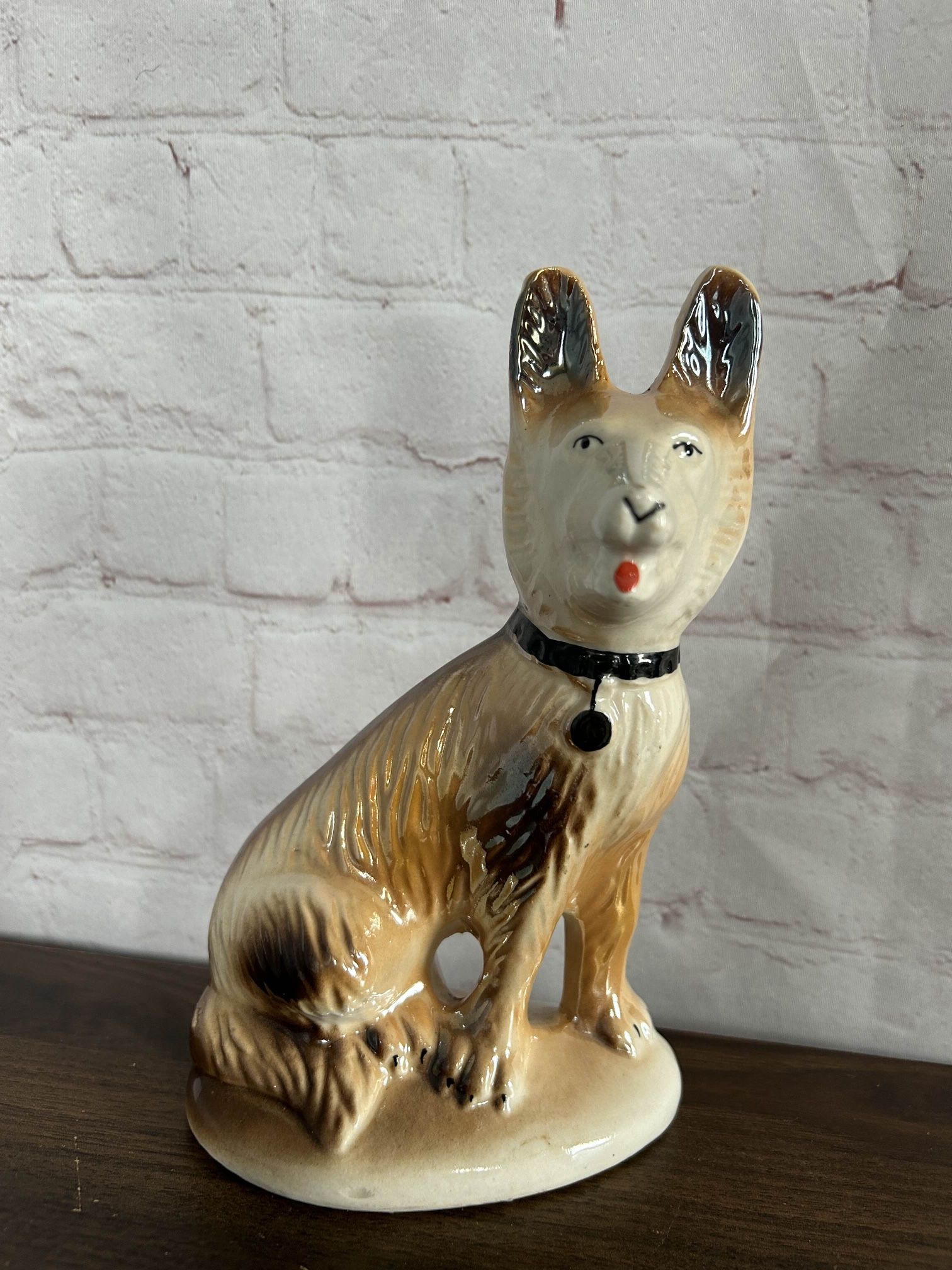 Vintage Ceramic German Shepherd Figurine Made In Brazil Limited Edition Dog Cute