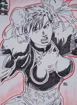 22x28 Custom Canvas Board of the iconic Street Fighter characters Chun-Li