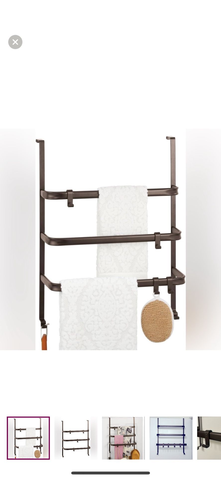 Metal Over Shower Door Towel Rack Holder for Bathroom