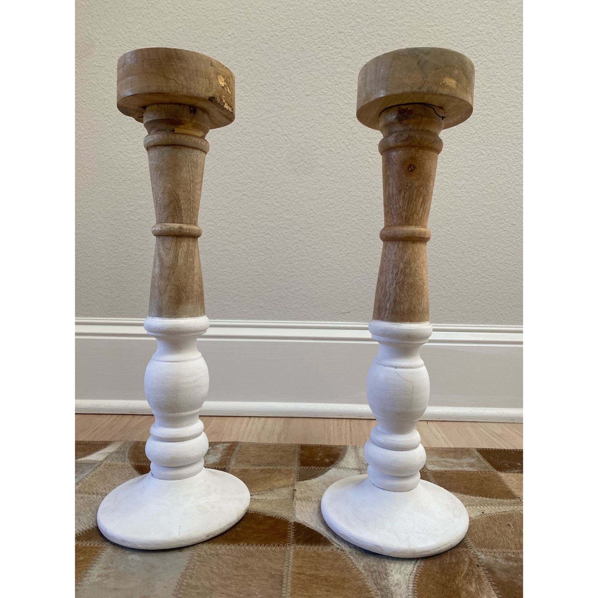 Color Block Natural White Candlesticks