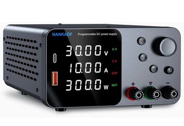 DC Power Supply, 30V 10A Bench Power Supply with Encoder Adjustment, 5V/3.6A USB&Type-C Quick-Charge, Adjustable Power Supply with Output Enable/Disab