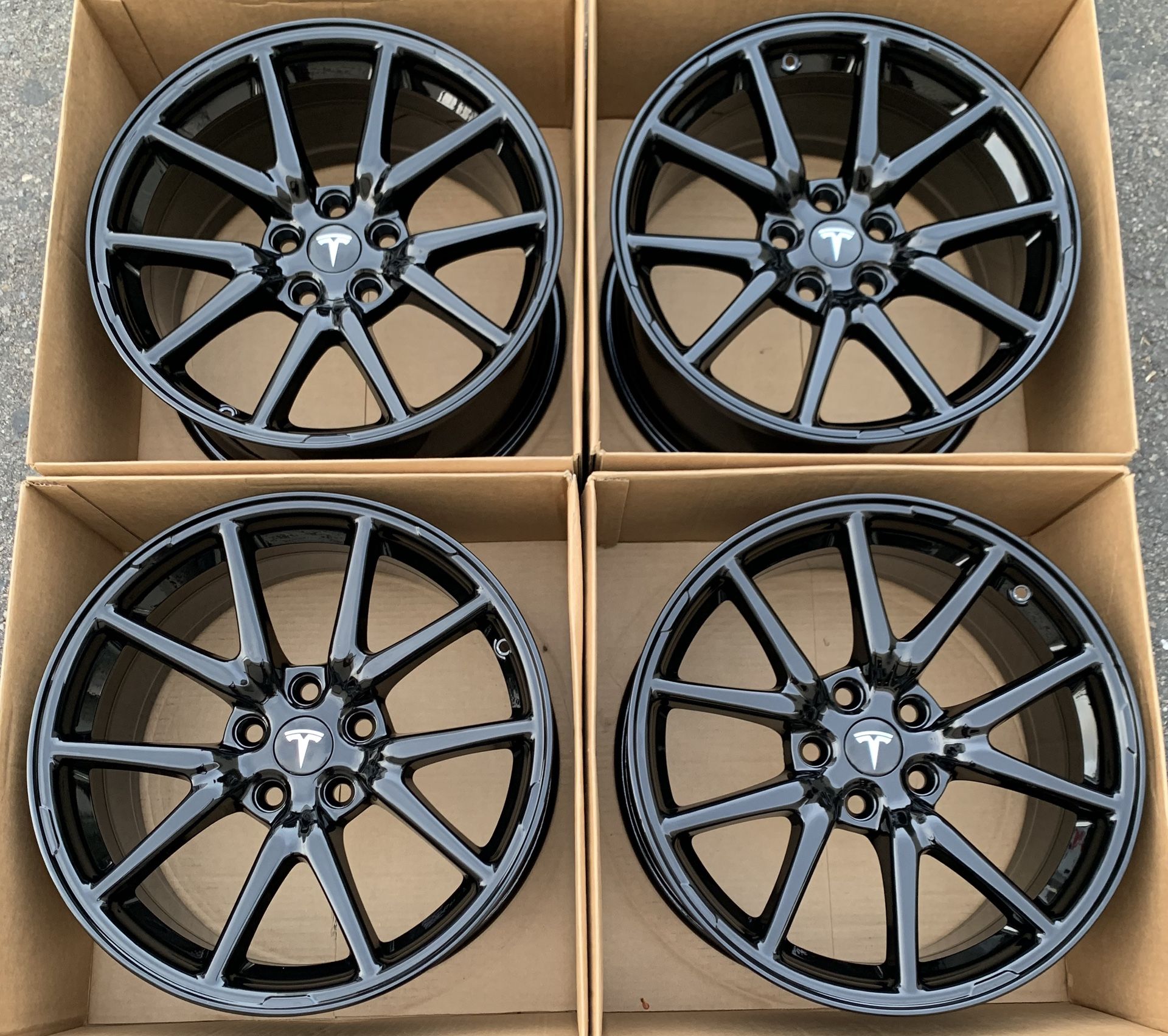 18” Tesla Model 3 factory wheels rims gloss black new