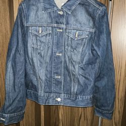 GAP Factory Denim Jean Jacket  Medium Blue Light Distressing