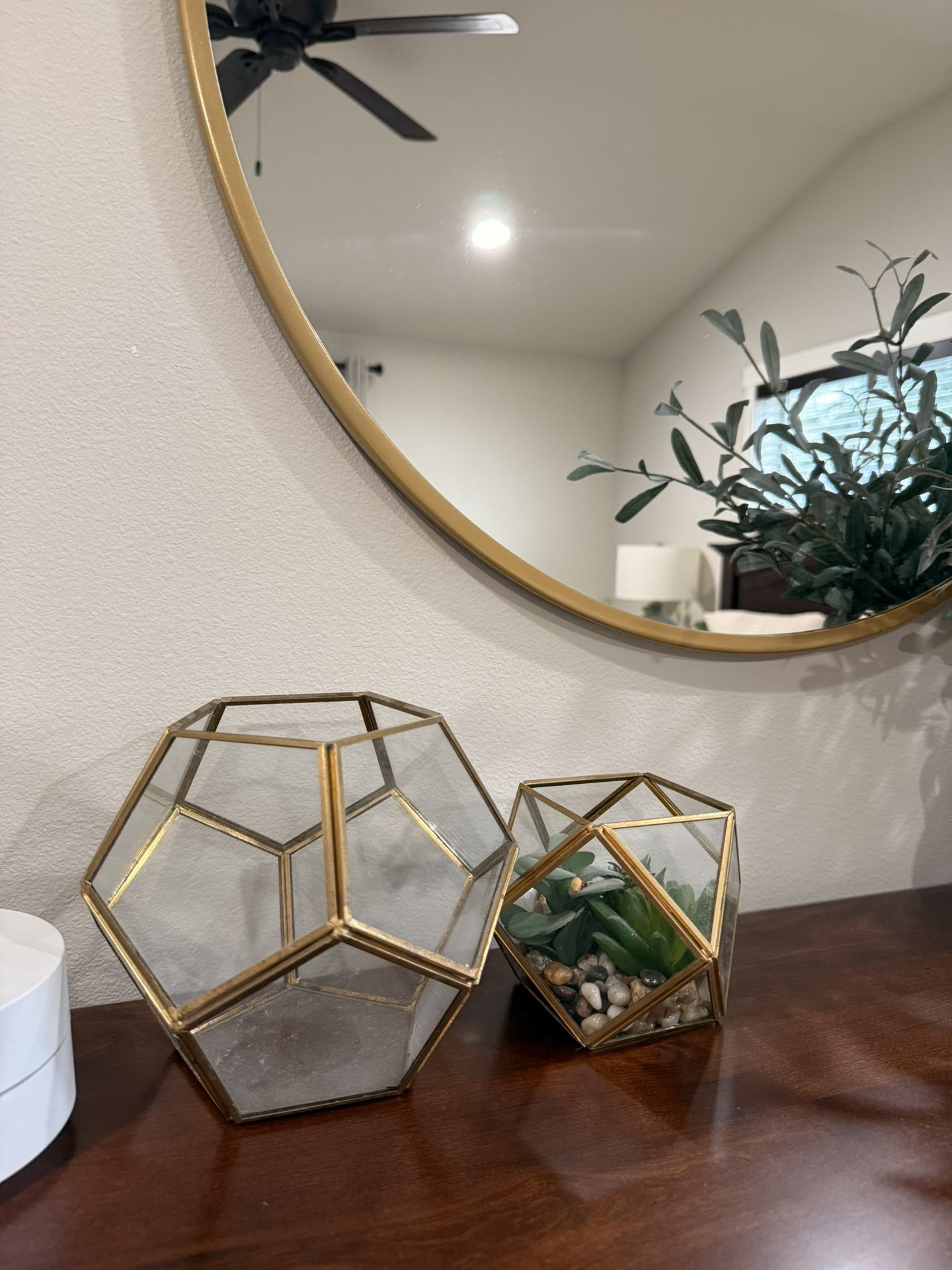 Geometric Glass Terrarium Set (Gold) – Set of 2