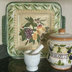 Antique Platter & Biscotti Jar
