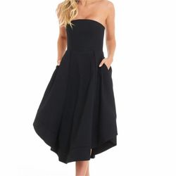 Black strapless evening dress