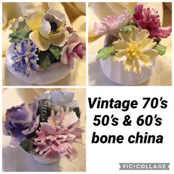 Vintage Bone China Floral Vases (2  For $25)