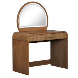 39 Makeup Vanity Table with Mirror Touch Screen Lighted Mirror, Dressing Table with Drawer for Bedroom, Espresso