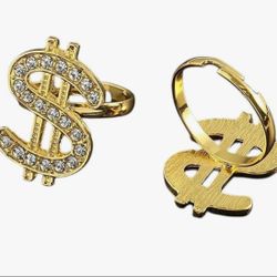 Adjustable Open Ring With Crystal Dollar Sign, Rapper Jewelry, Pumk Costume Jewelry Fashion Accessories Creative Gift. (Bin 4)