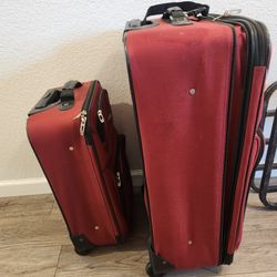 2 Piece Red Luggage Set