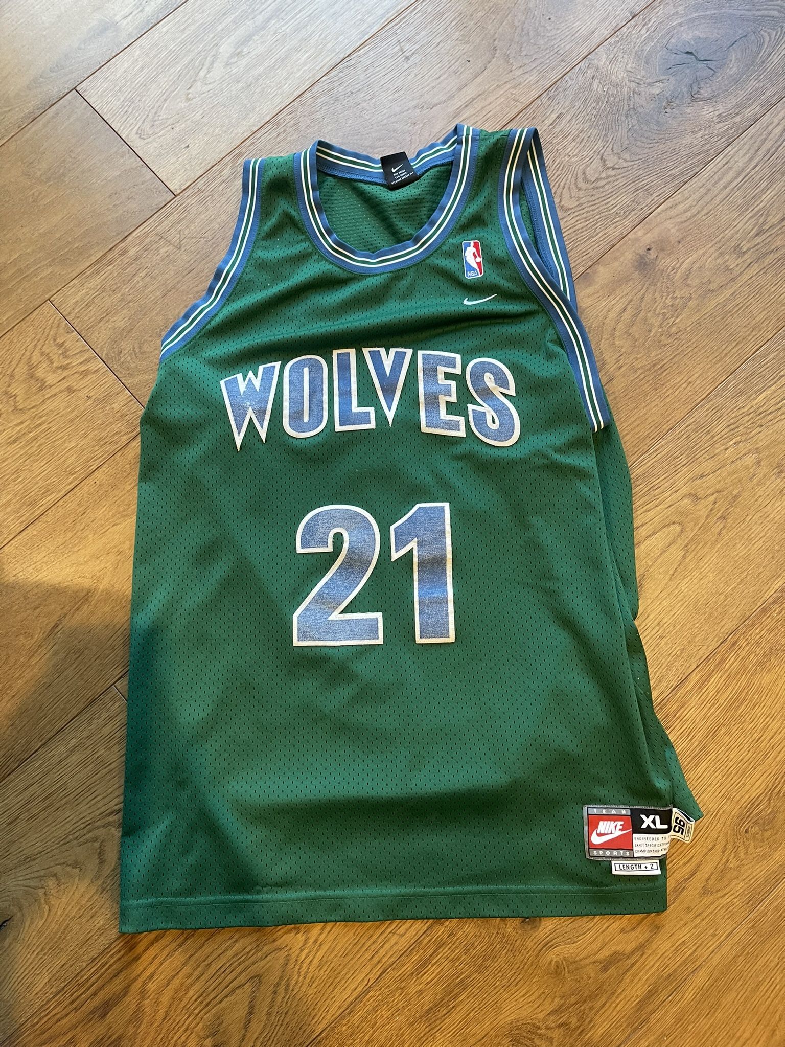 Nike retro jersey NBA Minnesota Timberwolves Jersey #21 Kevin Garnett sz XL rewind green 95