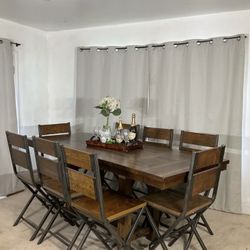 High Dining Rustic Industrial Table & 6 Chairs ASHLEY FURNITURE 