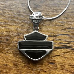 Harley Davidson Necklace Black Stone Shield