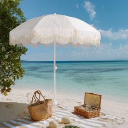 Beach Umbrella 6ft 8-Rib with Screw-in Anchor