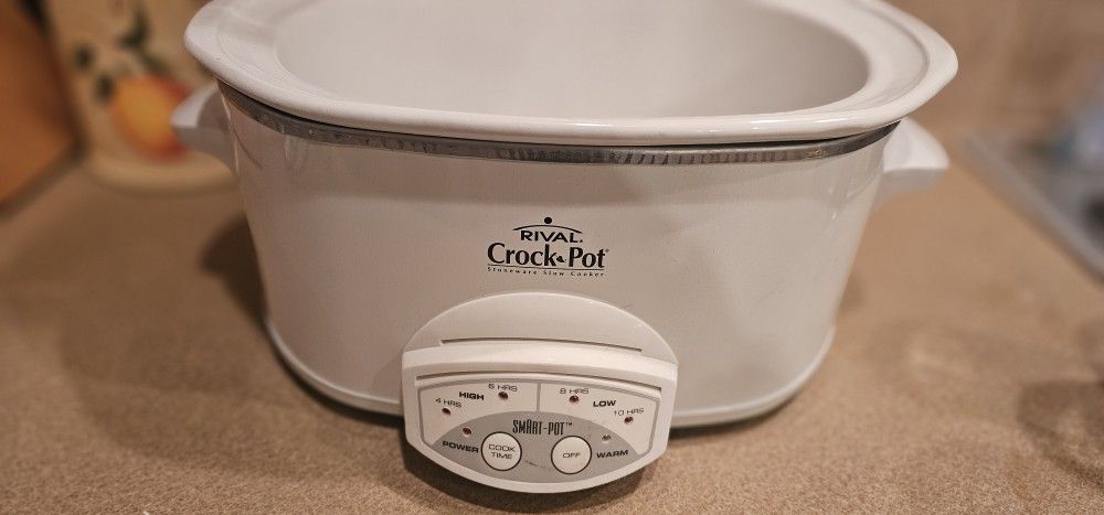 Rival Crock Pot Smart Stoneware Slow Cooker Oval White 6QT Model 38601 Used only a Few Times $65 OBO