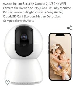 Avzaut Indoor Security Camera 2.4/5GHz WiFi Camera for Home Security, Pan/Tilt Baby Monitor, Pet Camera with Night Vision, 2-Way Audio, Cloud/SD Card 