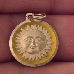 Vtg.Sterling Silver " SUNSHINE" SUN PENDANT