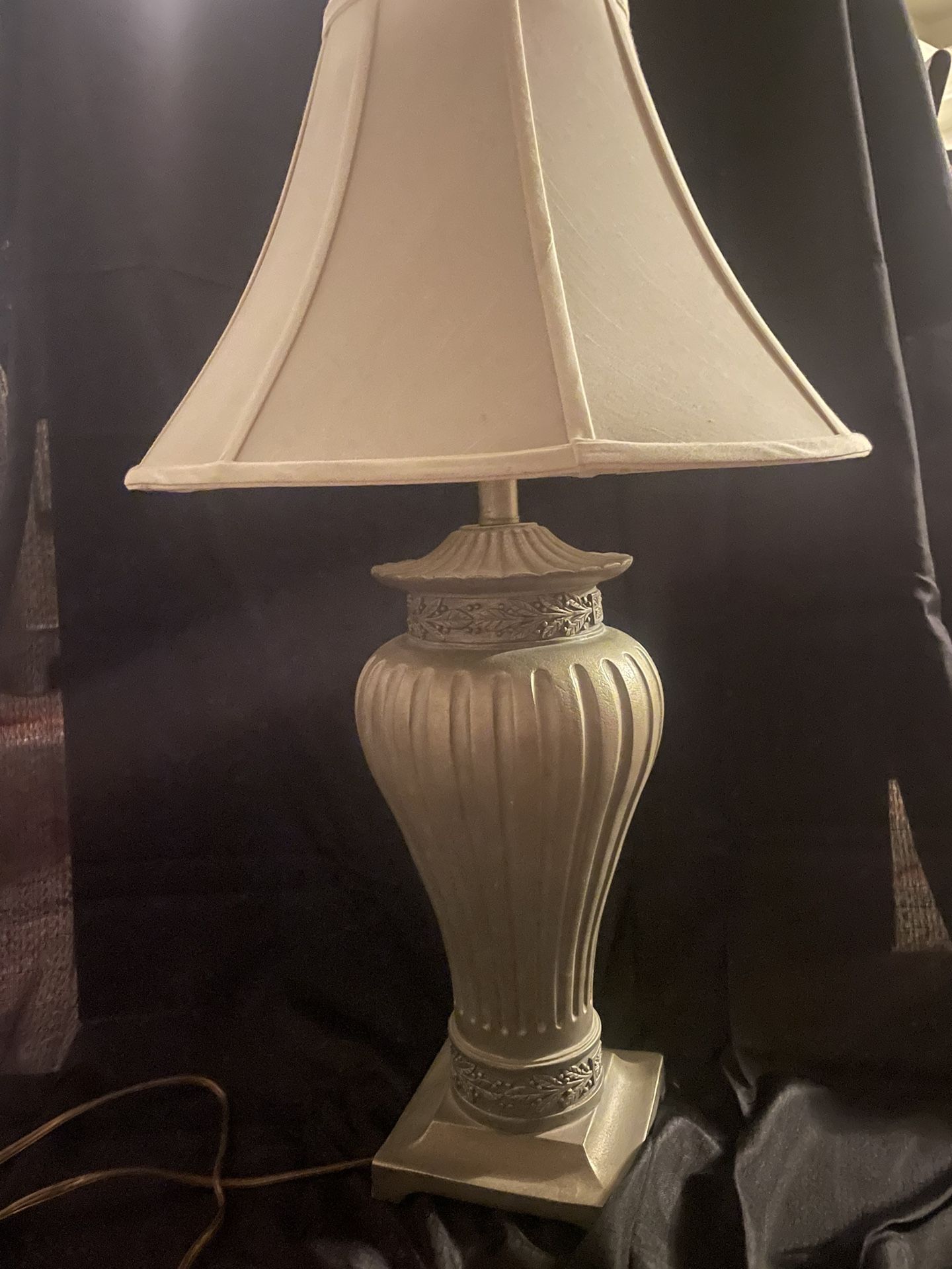 Beautiful Pewter Colored lamp with Embellishments