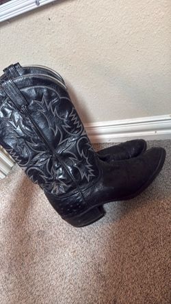 Black Leather Tony Lama Cowboy Boots