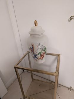 Vintage Ánfora , Porcelana .Pintado A Mano .