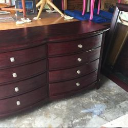 Large Dark Wood Dresser With Mirror 