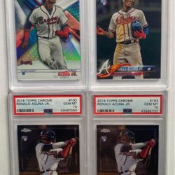 (4) 2018 Topps Chrome Ronald Acuna Jr Rookie Card #193 PSA 10 Atlanta Braves + LOT