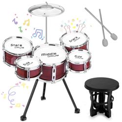 Upgraded Kids Drum Set, 5 Piece Toy Drum Set for Toddlers1-3 3-5 Band Rock Jazz Drum Musical Instrument Toys for Boys Girls Christmas Birthday Gifts