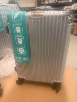 Limited  GLOSSY silver & black suitcase luggage