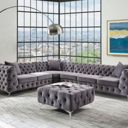 Brand New Dark Grey Velvet Sectional