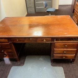 Antique mahogany Desk and (2) Filing Cabinets Desk