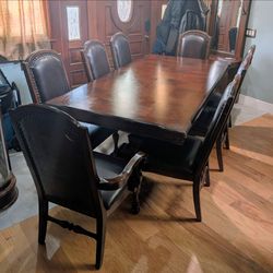 Large Wood Dining Table with 8 Chairs