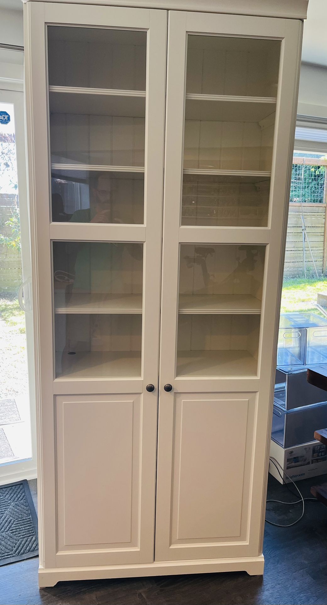 Free IKEA Bookshelf White With Glass Doors