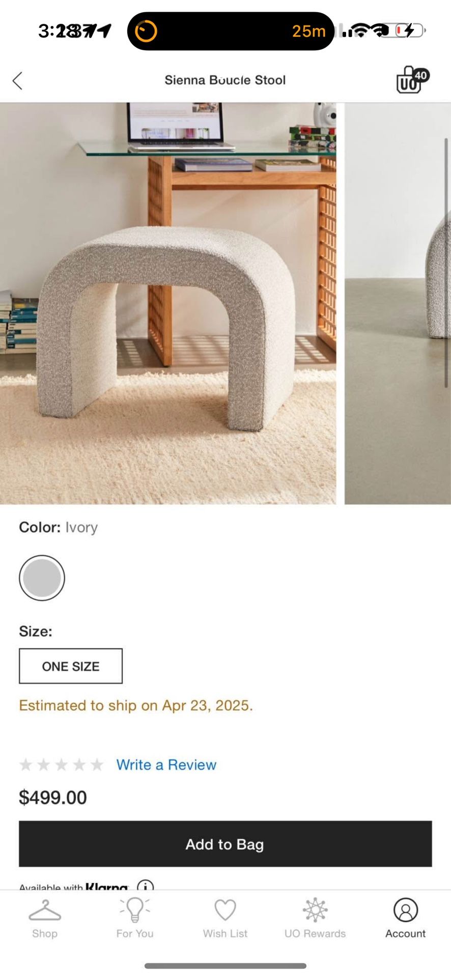 2 Urban outfitters Boucle Stools
