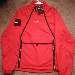 Red Nike Air Men's Woven Overhead Windbreaker Jacket