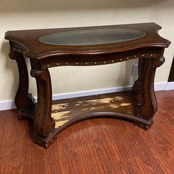 Entry Table Vintage Wood Table Glass