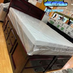 Queen Storage Bed With Dresser Drawer 