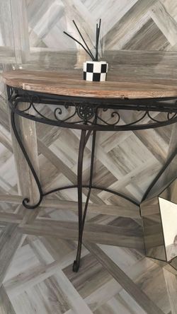 Rustic Wood and Wrought Iron Console Table