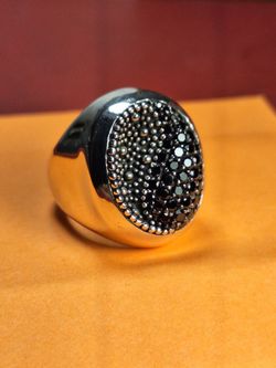 Michael Dawkins Sterling Silver Starry Night Black Spinel Ring , Sz 6