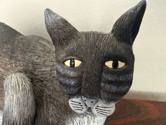 Marsha McCarthy Black Tabby Kitty Cat Brushed Resin ‘Cats Rule’ Figure