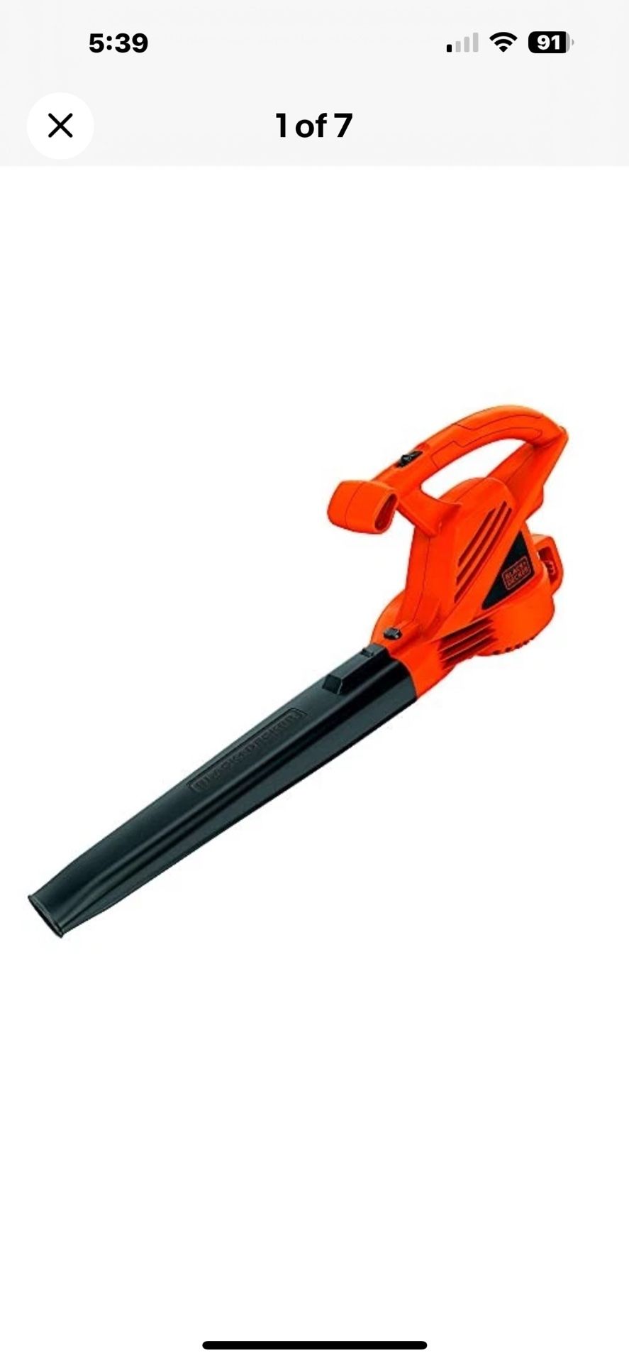 BLACK+DECKER Electric Leaf Blower, 7-Amp (LB700)