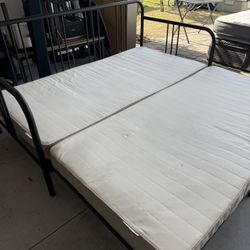 Metal Daybed with Trundle + Mattresses – Converts to Full/Queen