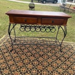 Console table with bottle rack &2 drawers