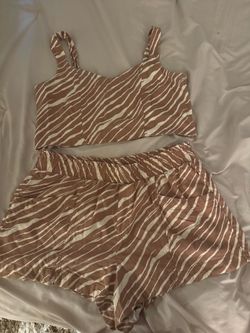 Zebra Print Crop Top and Shorts Set
