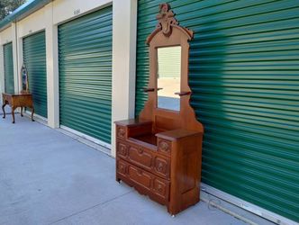 Late 1800's Victorian Dresser w/Mirror and Candle Holders
