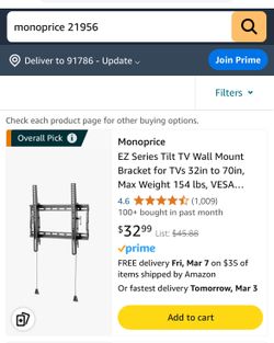 TV Wall Mount 32’-70’ - New!!!