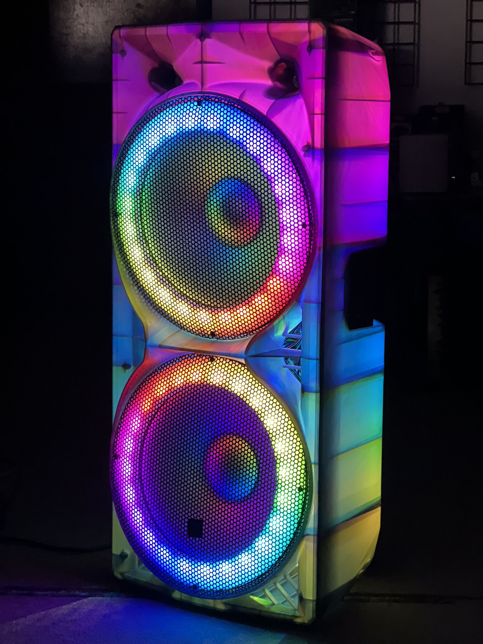 Professional Dual 15" Bluetooth Party Speaker w/360 light show